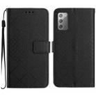 For Samsung Galaxy Note20 Rhombic Grid Texture Leather Phone Case(Black) - 1