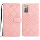 For Samsung Galaxy Note20 Rhombic Grid Texture Leather Phone Case(Pink) - 1