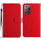 For Samsung Galaxy Note20 Ultra Rhombic Grid Texture Leather Phone Case(Red) - 1