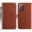For Samsung Galaxy Note20 Ultra Rhombic Grid Texture Leather Phone Case(Brown) - 1