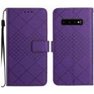 For Samsung Galaxy S10+ Rhombic Grid Texture Leather Phone Case(Purple) - 1