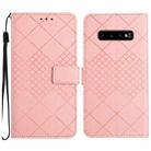 For Samsung Galaxy S10+ Rhombic Grid Texture Leather Phone Case(Pink) - 1