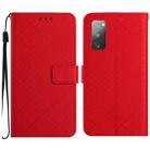 For Samsung Galaxy S20 FE 4G / 5G / 2022 Rhombic Grid Texture Leather Phone Case(Red) - 1