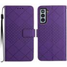 For Samsung Galaxy S21 5G Rhombic Grid Texture Leather Phone Case(Purple) - 1