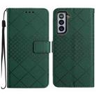 For Samsung Galaxy S21 5G Rhombic Grid Texture Leather Phone Case(Green) - 1