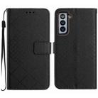For Samsung Galaxy S21 5G Rhombic Grid Texture Leather Phone Case(Black) - 1
