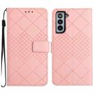 For Samsung Galaxy S21 5G Rhombic Grid Texture Leather Phone Case(Pink) - 1