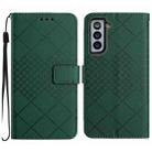 For Samsung Galaxy S21+ 5G Rhombic Grid Texture Leather Phone Case(Green) - 1