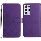 For Samsung Galaxy S21 Ultra 5G Rhombic Grid Texture Leather Phone Case(Purple) - 1