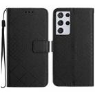 For Samsung Galaxy S21 Ultra 5G Rhombic Grid Texture Leather Phone Case(Black) - 1