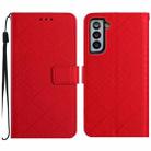 For Samsung Galaxy S22 5G Rhombic Grid Texture Leather Phone Case(Red) - 1