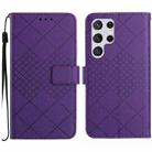 For Samsung Galaxy S22 Ultra 5G Rhombic Grid Texture Leather Phone Case(Purple) - 1