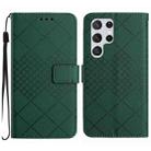 For Samsung Galaxy S22 Ultra 5G Rhombic Grid Texture Leather Phone Case(Green) - 1