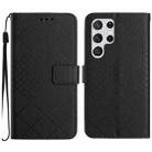 For Samsung Galaxy S22 Ultra 5G Rhombic Grid Texture Leather Phone Case(Black) - 1