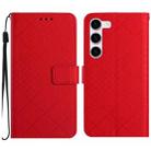 For Samsung Galaxy S23 5G Rhombic Grid Texture Leather Phone Case(Red) - 1