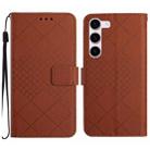 For Samsung Galaxy S23 5G Rhombic Grid Texture Leather Phone Case(Brown) - 1