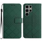 For Samsung Galaxy S23 Ultra 5G Rhombic Grid Texture Leather Phone Case(Green) - 1