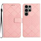 For Samsung Galaxy S23 Ultra 5G Rhombic Grid Texture Leather Phone Case(Pink) - 1