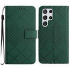 For Samsung Galaxy S24 Ultra 5G Rhombic Grid Texture Leather Phone Case(Green) - 1