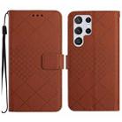 For Samsung Galaxy S24 Ultra 5G Rhombic Grid Texture Leather Phone Case(Brown) - 1