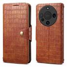 For Huawei Mate 60 Denior Crocodile Texture Oil Edge Leather Phone Case(Brown) - 1