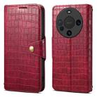 For Huawei Mate 60 Denior Crocodile Texture Oil Edge Leather Phone Case(Rose Red) - 1