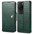 For Huawei P60 Denior Crocodile Texture Oil Edge Leather Phone Case(Green) - 1