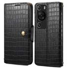 For Huawei P60 Denior Crocodile Texture Oil Edge Leather Phone Case(Black) - 1