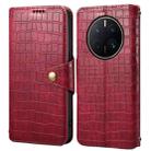 For Huawei Mate 50 Pro Denior Crocodile Texture Oil Edge Leather Phone Case(Rose Red) - 1