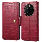 For Huawei Mate 50 Denior Crocodile Texture Oil Edge Leather Phone Case(Rose Red) - 1