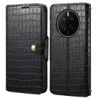 For Huawei Mate 50 Denior Crocodile Texture Oil Edge Leather Phone Case(Black) - 1