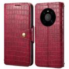 For Huawei Mate 40 Denior Crocodile Texture Oil Edge Leather Phone Case(Rose Red) - 1