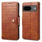 For Google Pixel 8 Denior Crocodile Texture Oil Edge Leather Phone Case(Brown) - 1