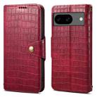 For Google Pixel 8 Denior Crocodile Texture Oil Edge Leather Phone Case(Rose Red) - 1