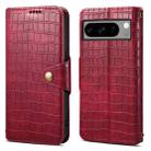 For Google Pixel 8 Pro Denior Crocodile Texture Oil Edge Leather Phone Case(Rose Red) - 1