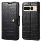 For Google Pixel 7 Pro Denior Crocodile Texture Oil Edge Leather Phone Case(Black) - 1