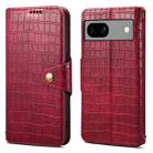 For Google Pixel 7a Denior Crocodile Texture Oil Edge Leather Phone Case(Rose Red) - 1