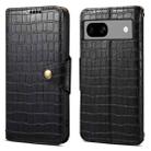 For Google Pixel 7a Denior Crocodile Texture Oil Edge Leather Phone Case(Black) - 1