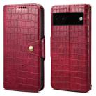 For Google Pixel 6a Denior Crocodile Texture Oil Edge Leather Phone Case(Rose Red) - 1