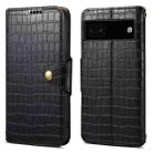 For Google Pixel 6a Denior Crocodile Texture Oil Edge Leather Phone Case(Black) - 1