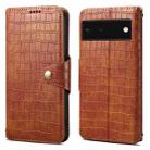 For Google Pixel 6 Denior Crocodile Texture Oil Edge Leather Phone Case(Brown) - 1
