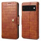 For Google Pixel 6 Pro Denior Crocodile Texture Oil Edge Leather Phone Case(Brown) - 1