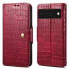 For Google Pixel 6 Pro Denior Crocodile Texture Oil Edge Leather Phone Case(Rose Red) - 1