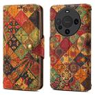 For Huawei Mate 60 Denior Flower Language Series Cork Fabric Oil Edge Leather Phone Case(Autumn) - 1