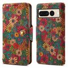 For Google Pixel 7 Pro Denior Flower Language Series Cork Fabric Oil Edge Leather Phone Case(Spring) - 1