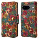 For Google Pixel 7 Denior Flower Language Series Cork Fabric Oil Edge Leather Phone Case(Spring) - 1