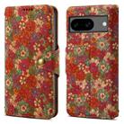 For Google Pixel 7 Denior Flower Language Series Cork Fabric Oil Edge Leather Phone Case(Autumn) - 1