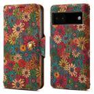 For Google Pixel 6a Denior Flower Language Series Cork Fabric Oil Edge Leather Phone Case(Spring) - 1