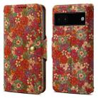 For Google Pixel 6a Denior Flower Language Series Cork Fabric Oil Edge Leather Phone Case(Summer) - 1