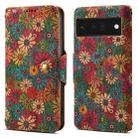 For Google Pixel 6 Pro Denior Flower Language Series Cork Fabric Oil Edge Leather Phone Case(Spring) - 1